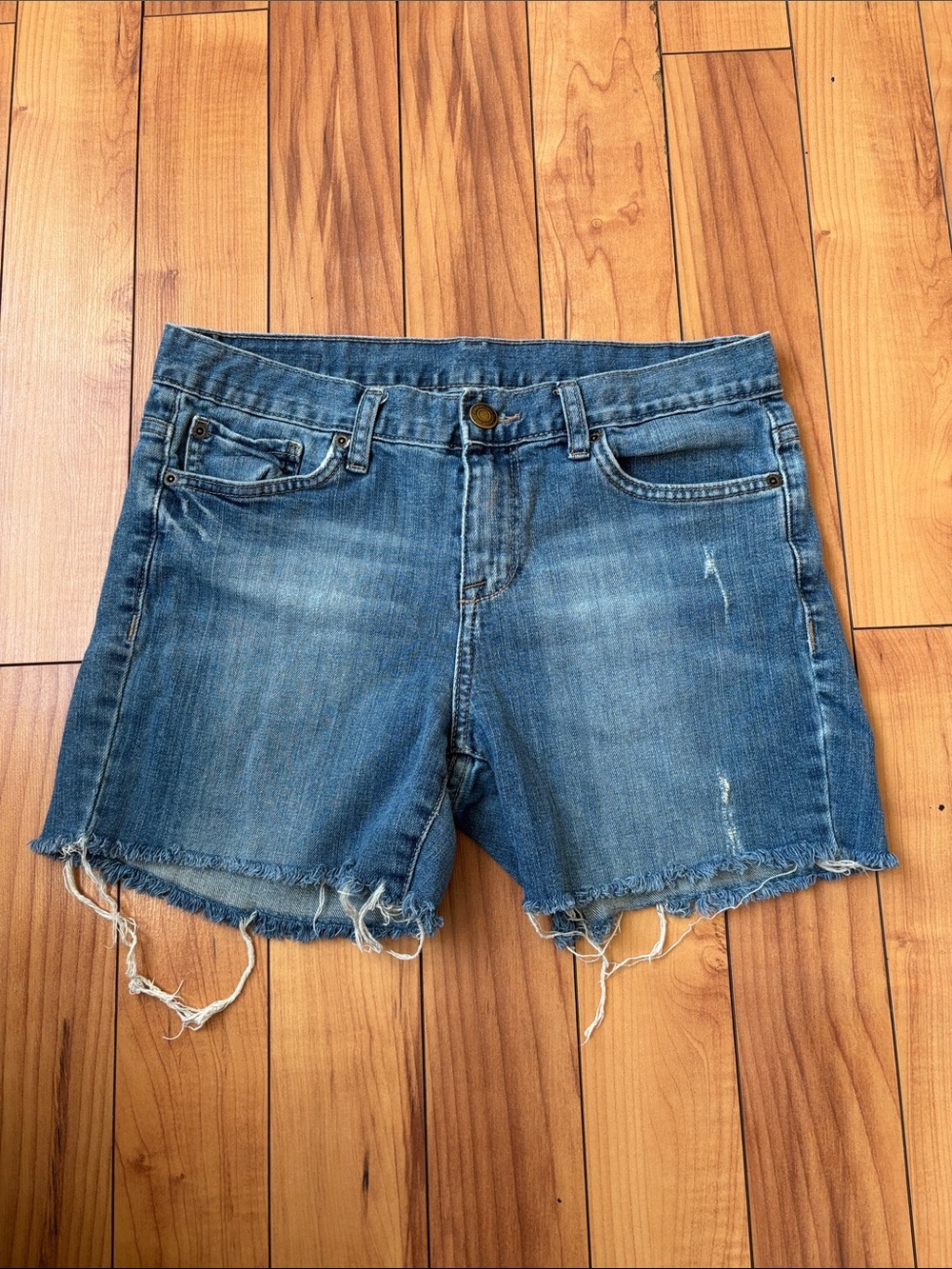 Calvin Klein Jeans Distressed Blue Denim Cutoff Shorts